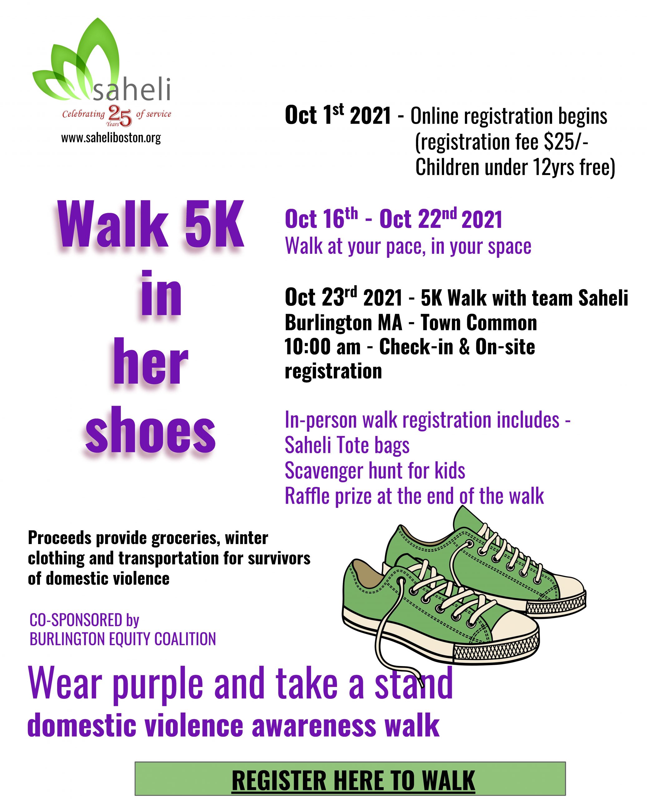 Walk 5K with Saheli flyer